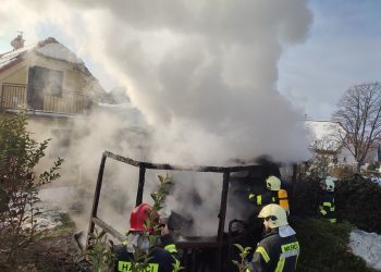 Požiar altánku pri vinohradníckych búdach v lokalite Skalica - Staré Hory. Zdroj: DHZO Skalica