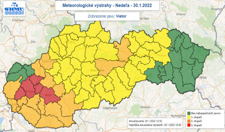 aktualizácia vietor SHMU