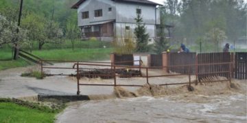 Archívne foto: Vybreženie prítokov rieky Myjava v Turej Lúke - máj 2022 Mesto Myjava